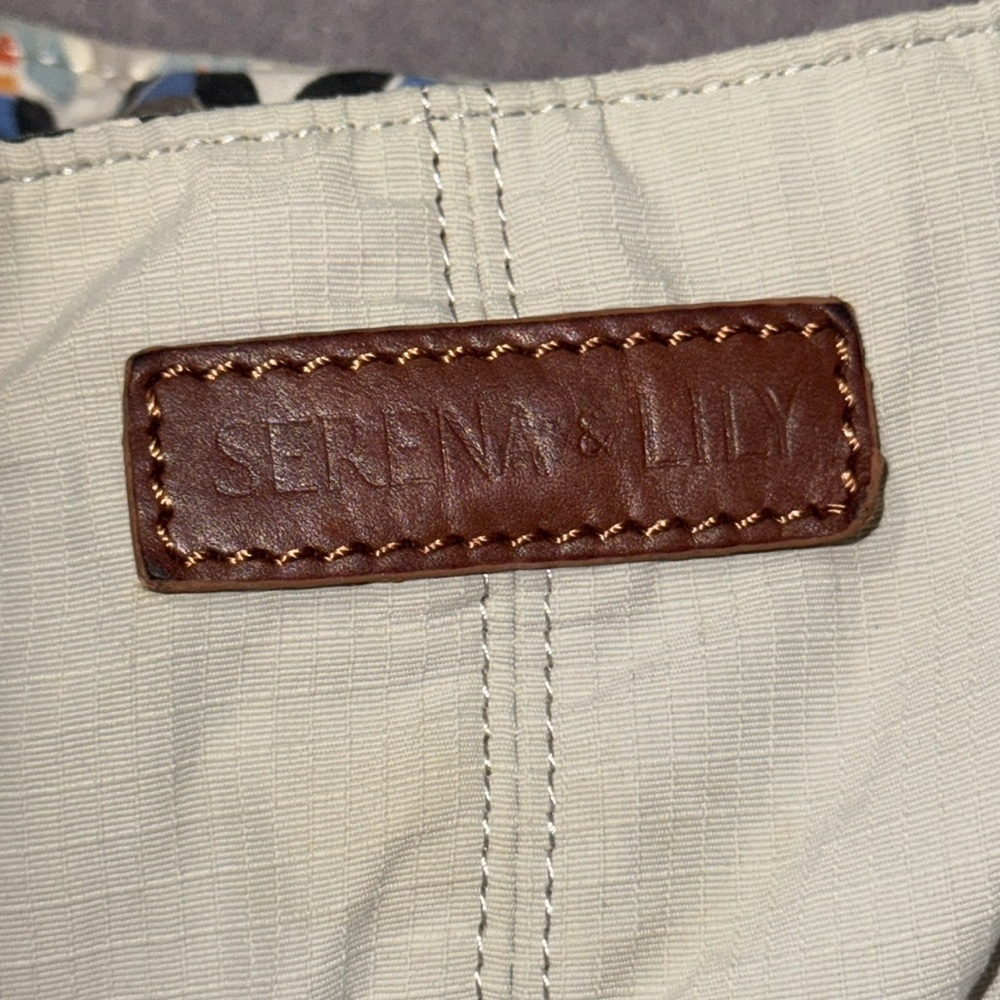 Serena & Lily Hobo Bag - Cream/Tan With Orange Handles‎ - Picture 2 of 9